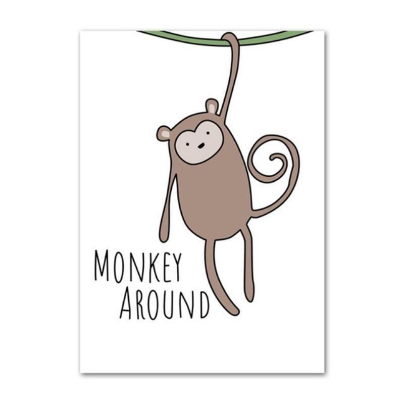 Милая мультяшная картинка с животным Будь храбрым Будь сильным Детская комната Детский сад Холст Живопись Настенное искусство Декор для детской комнаты