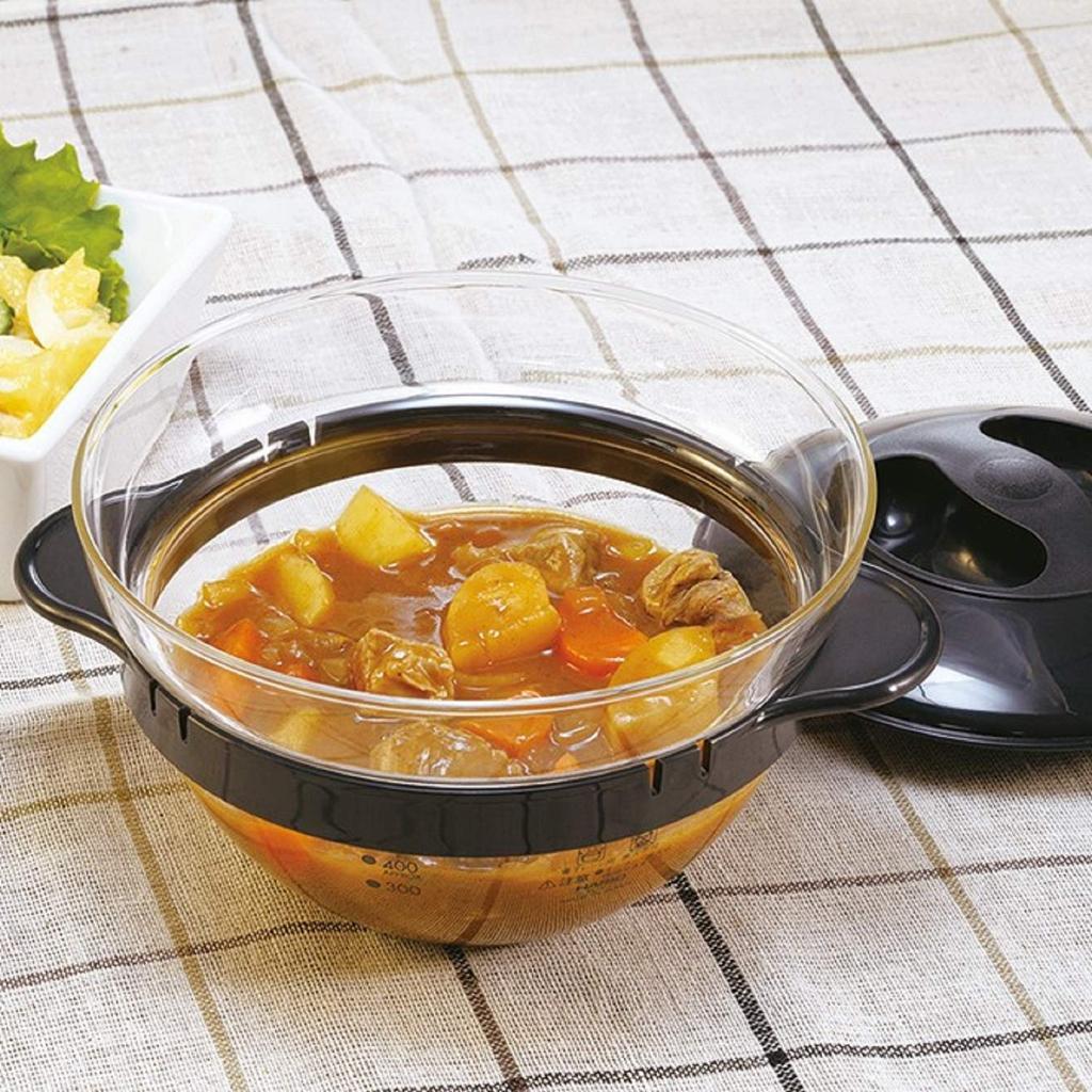 Hario Стеклянная кастрюля для гарниров в микроволновке черного цвета, практичная емкость 450 мл, сделано в Японии, легкий в приготовлении крем-суп ручной работы XOY-1-B
