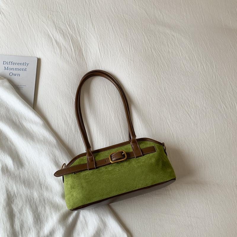 Корейская версия ретро нишевой замшевой сумки подмышку женская 2025 осень зарубежный стиль повседневная рабочая сумка-тоут на плечо