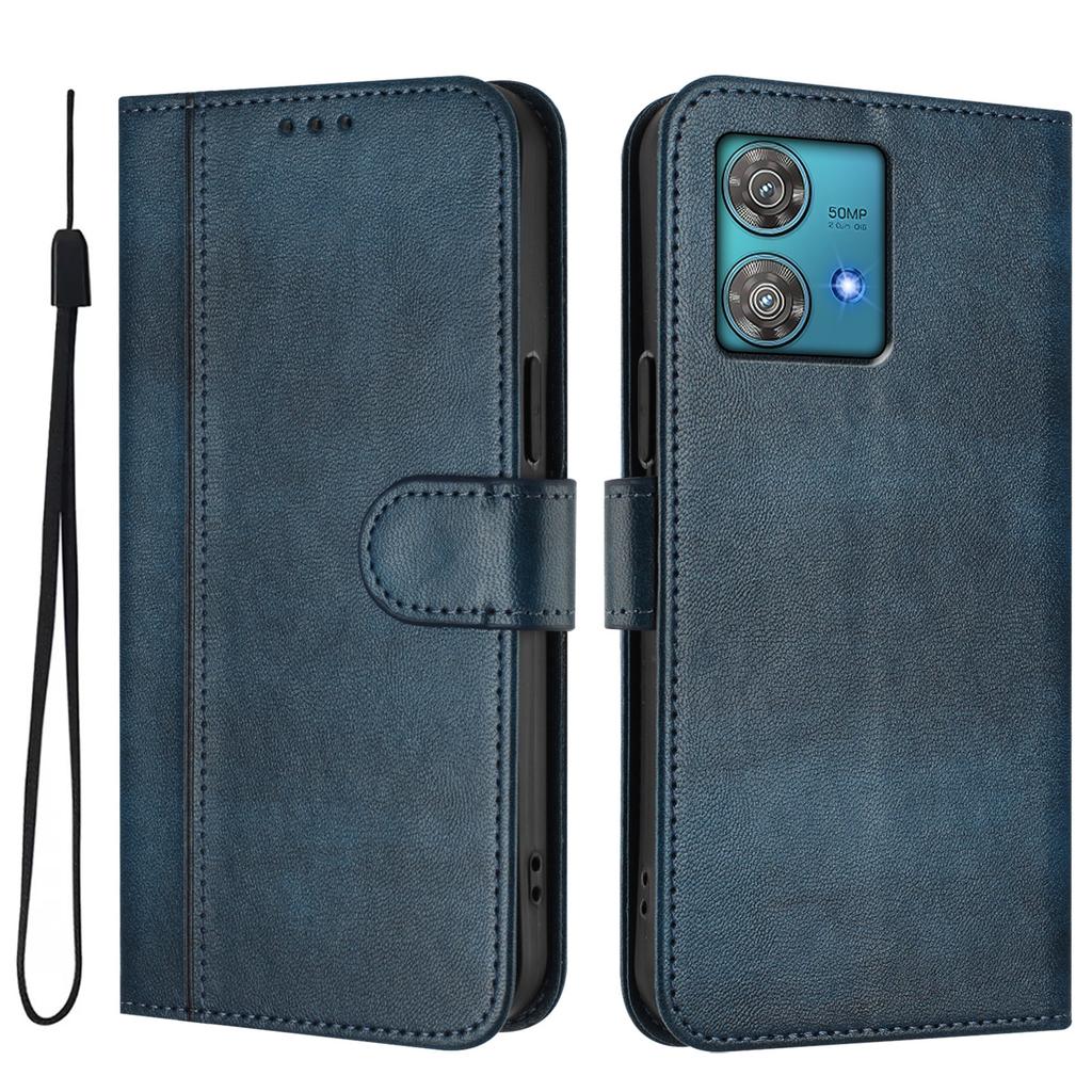 For Motorola Edge 40 Neo 5G Cases Wallet Stand Retro Texture Leather Phone Cover with Lanyard