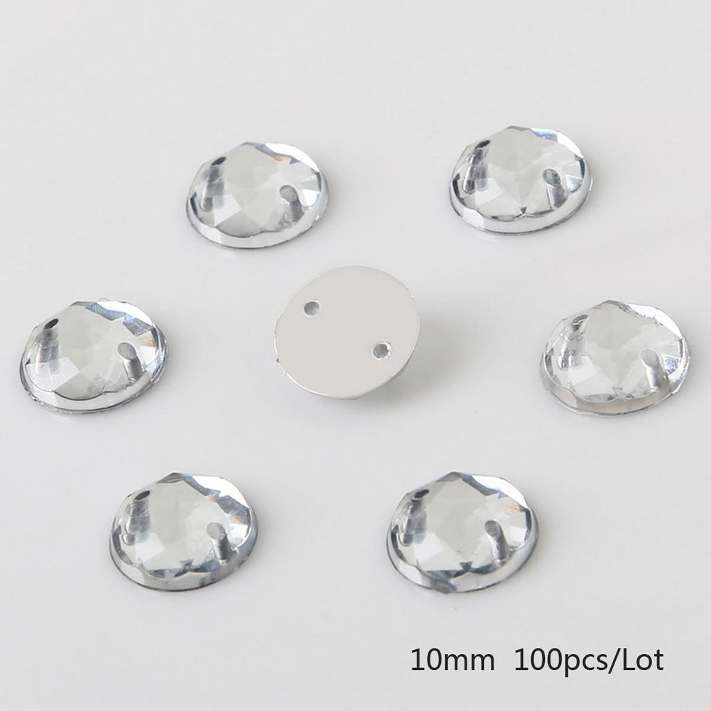 8/10/12mm Sewing Flatback Rhinestones Round Acrylic Beads Sew On Strass Crystal Stones For DIY Craft Scrapbook Decoration