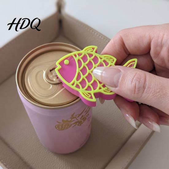 Ежедневный Помощник для Открывания Банки 3D-Печатный Открывашка для Рыбных Консервов и Защита Ногтей Милая Рыбка Удобный Захват Сниматель для Газировки с Брелоком Портативная Бутылка для Банки