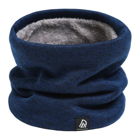 Men Scarf Winter Plush Lining Solid Color Scarf Solid Color Letter Logo Thickened Velvet Warm Knitting Neck Gaiter
