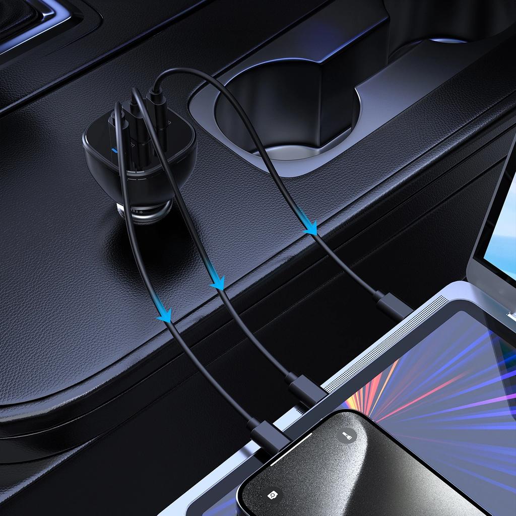 Ładowarka Choetech Tc0024 Samochodowa 160W 2X Usb-C Pd 3.1 1X Usb-A - Czarna