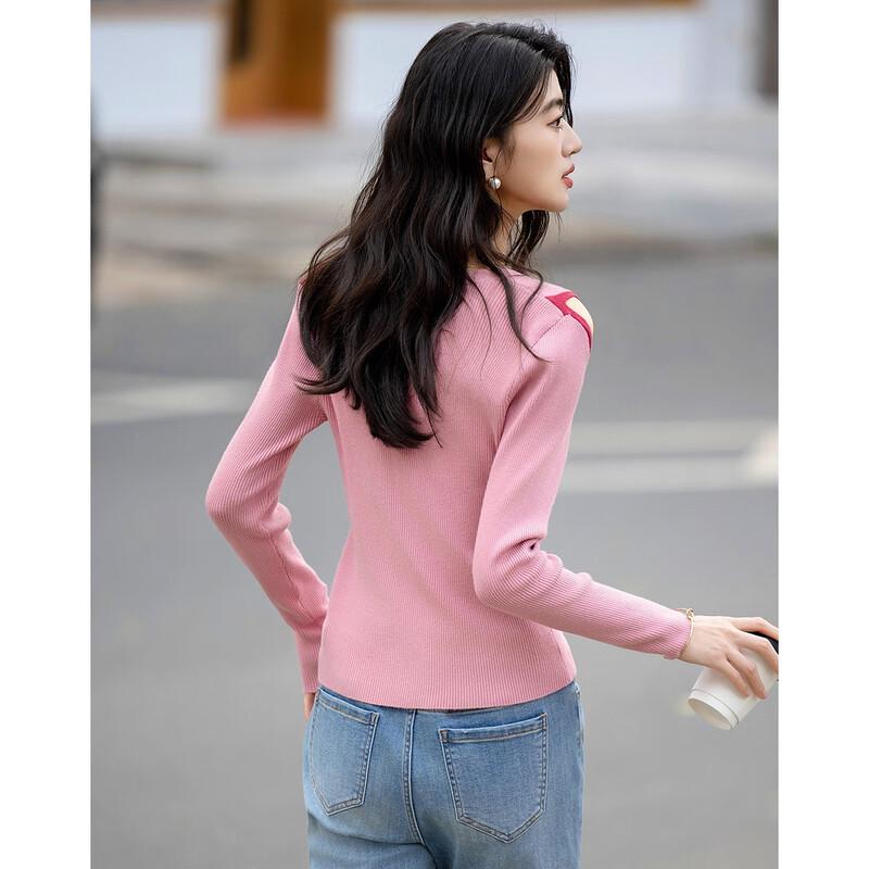 Demana French Style Hollow V-Neck Long Sleeve Knit Top