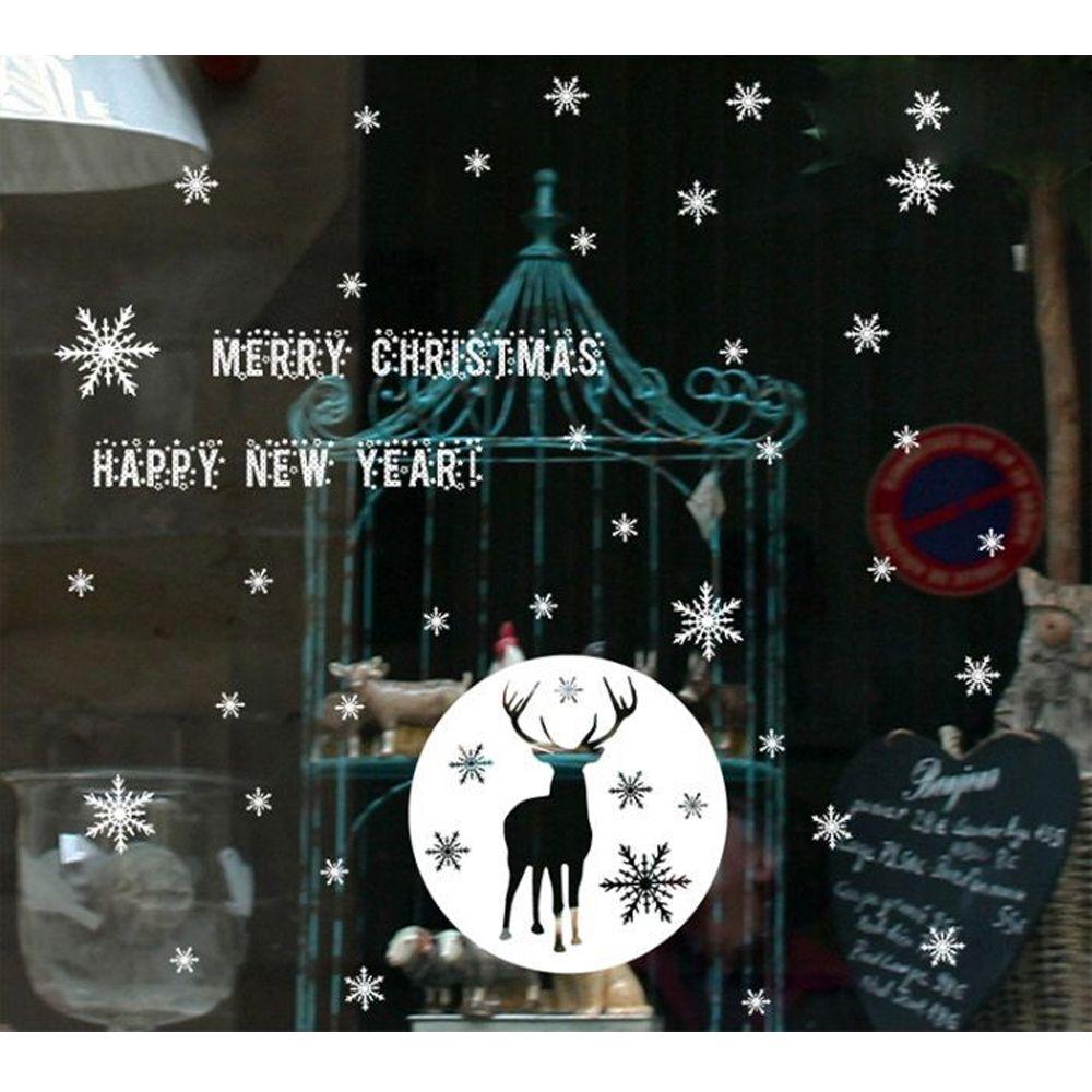 Новогодние подарки в виде снеговика и снежинки Рождественские плакаты Веселое Рождество Декор для окон Наклейки на окна