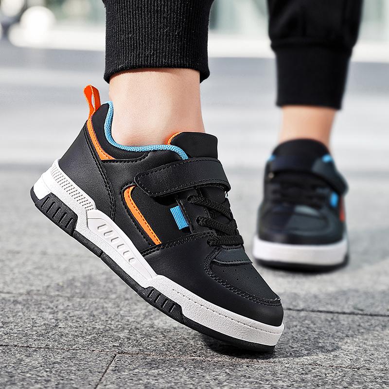 Детская мода Тренд Липучка Толстая подошва Повседневная обувь для скейтборда Уличная повседневная спортивная обувь Белая обувь