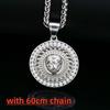 Hip Hop Lion Head Pendant Necklace with Rhinestone Fashion Men Stainless Steel for Boy Best Gifts Fashion Accessories Jewelry