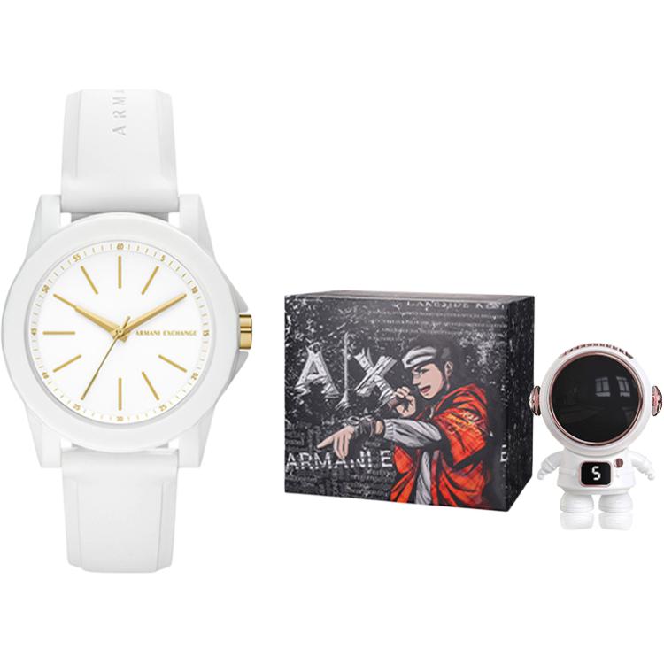 Armani Exchange AE Наручные часы Кварцевый механизм Силиконовый ремешок Белый циферблат Женские часы AX7126L
