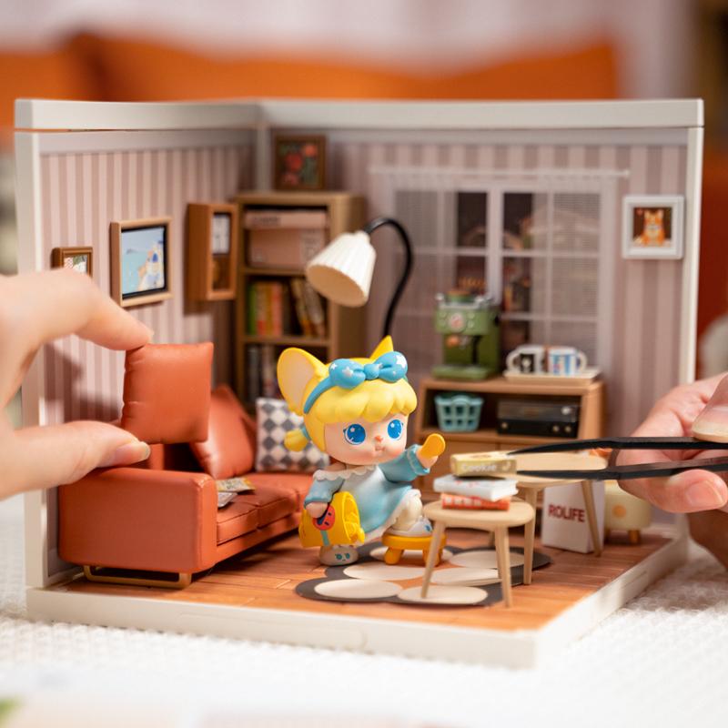 Robotime Rolife 3D Puzzle Super Store Cozy Living Lounge Plastic DIY Miniature House Kit LED Building Blocks for Adults Women