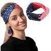 American Flag Headbands for Women Star Striped Turban Headwrap Yoga Elastic Twist Head Band Hairbands USA Holiday Party Hair Accessories 4th of July