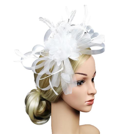 Feather Mesh Solid Color Fascinator Hat Hair Clip Women Cocktail Wedding Party Bridal Hat Fascinator Hair Accessories