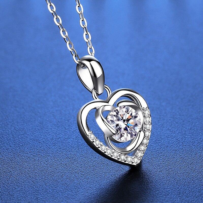Bague Ringen 1.0ct Сердце Муассанит Подвеска Для Женщин Блестящие Имитация Алмазов Ювелирные Изделия Стерлингового Серебра 925 Изысканные Ювелирные Изделия Подарок