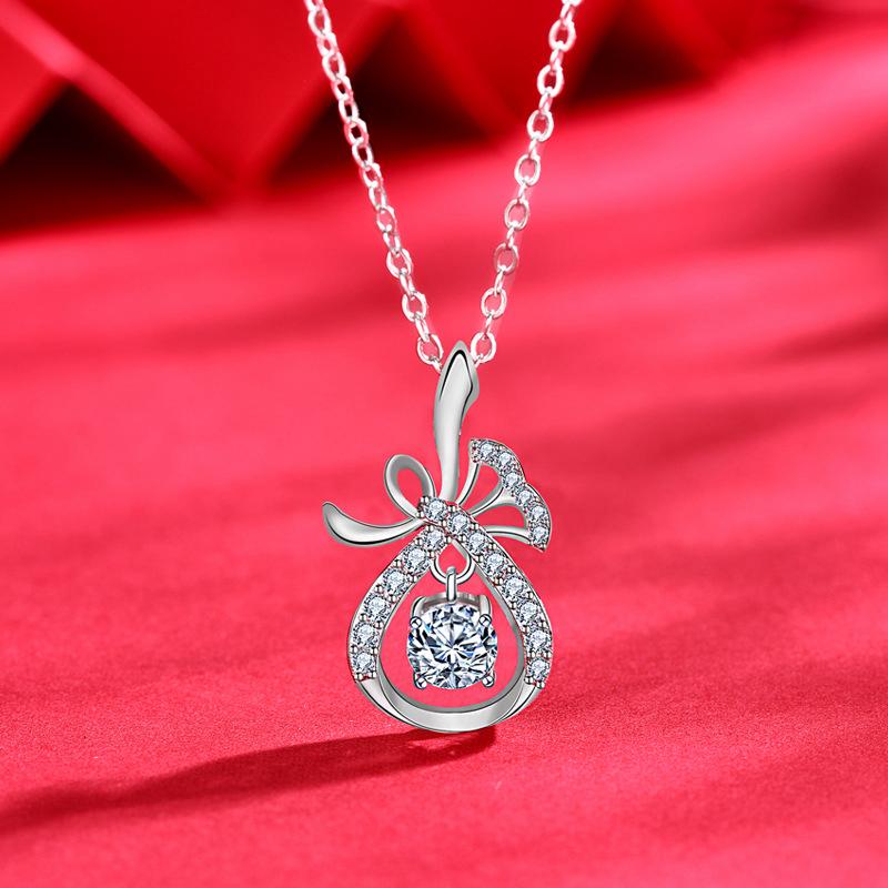 Настоящее ожерелье из муассанита 0,5 карата, роскошное ожерелье из стерлингового серебра 925 пробы, ожерелья с подвеской в ​​виде счастливой сумки для женщин, сверкающие свадебные украшения для невесты