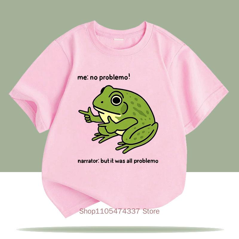 No Problemo Frog Print Tshirts For Girls Boys Summer Children Casual Funny Cute Colorful Tops Kids Oneck Short Sleeve Tees