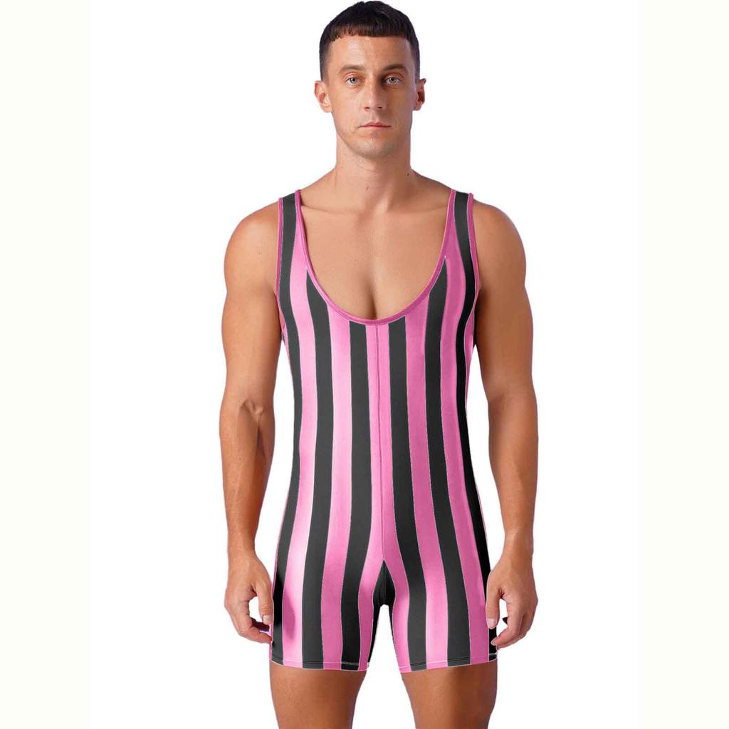 Men's One Piece Swimsuit Sleeveless Slim Fit Fitness Gym Sports Bodysuit Men Surfing Clothes