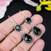 Black Spinel Gemstone Handmade 925 Sterling Silver Jewelry Earring 2.56" KG-428
