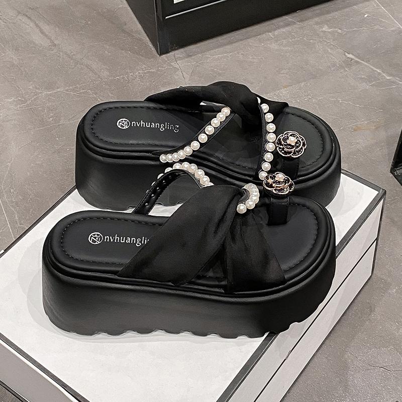 Модные женские сандалии на платформе 8 см, лето 2025, новинка, нескользящие туфли на высоком каблуке, фланелевые тапочки, женские римские мягкие пляжные туфли с открытым носком