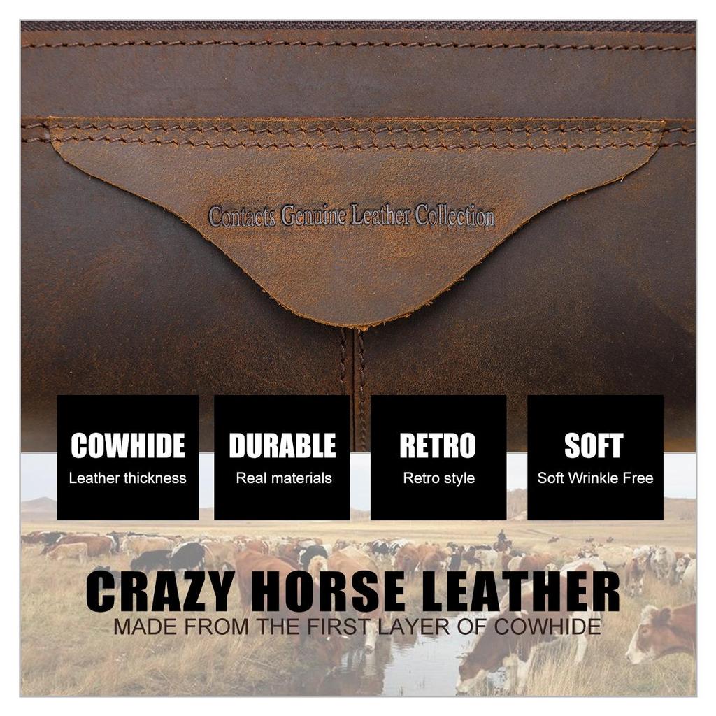 CONTACT'S Crazy Horse Натуральная кожа Дорожная сумка для мужчин Косметичка Несессер Мужская несессер