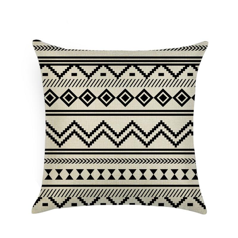 Скандинавская черно-белая геометрическая наволочка из льна, современная, в новоамериканском стиле, с абстрактным узором из треугольников, диванная подушка