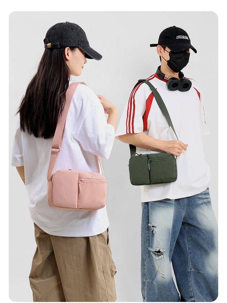 Crossbody Bag Unisex Nylon Multi Compartment Adjustable Strap Daily Commute Travel