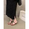Niche Slope Heel Thin Belt Cool Slippers Fairy Shoes Wear 2024 New Summer French Medium High Heel Roman Sandals