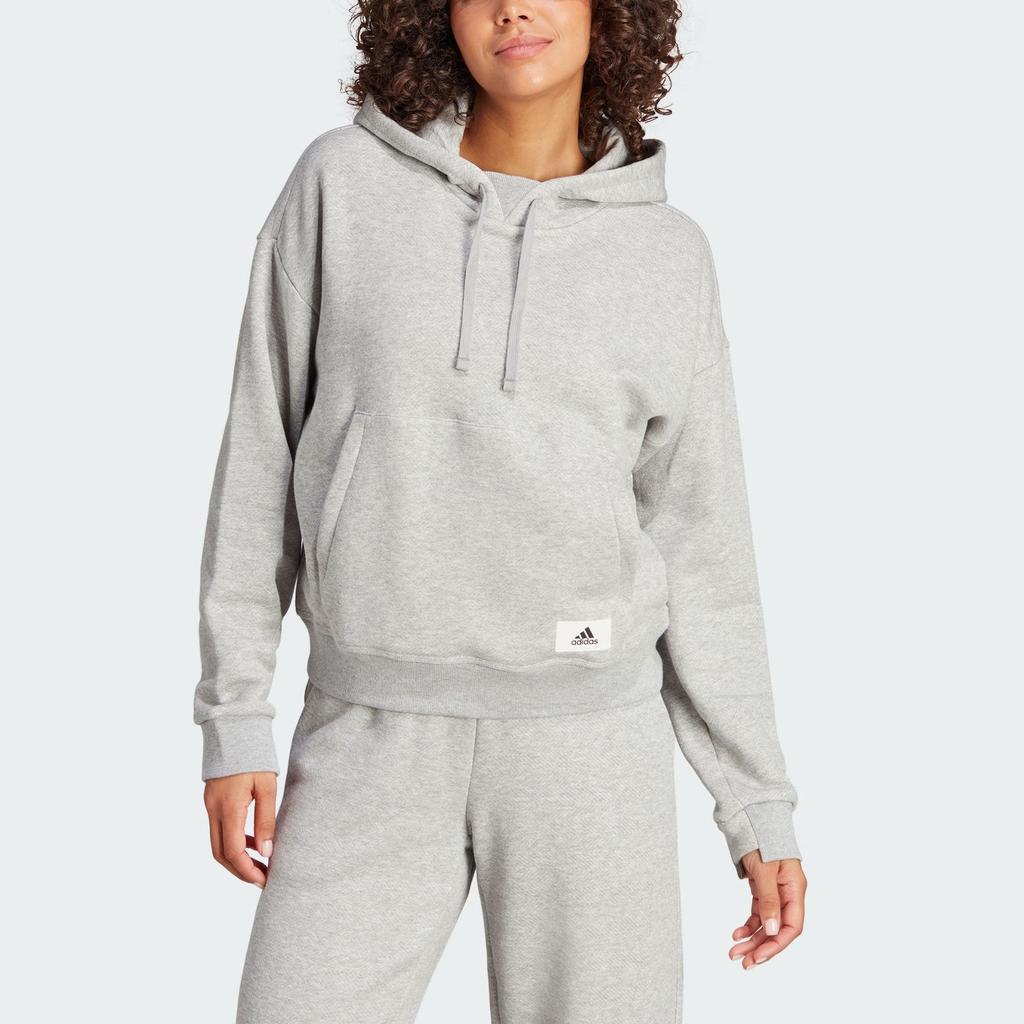 adidas Однотонная спортивная повседневная толстовка с капюшоном для женщин, средне-меланжево-серая IU3176
