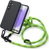 Case for Samsung Galaxy S25 Plus (S25+) Black Liquid Silicone Protection with Detachable Green Cord
