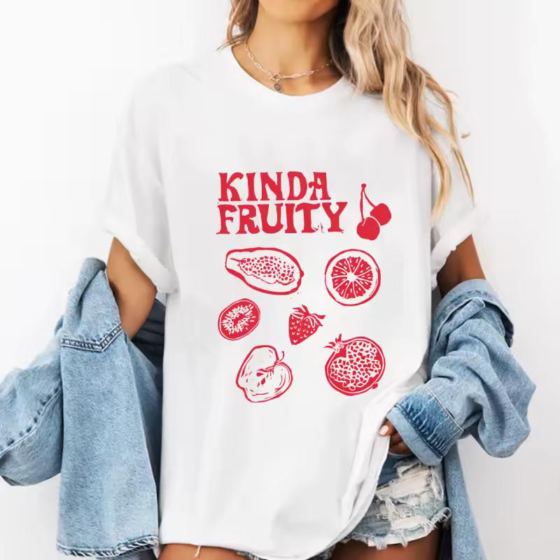 Kinda Fruity T Shirt Women Men LBTQ T-Shirt Fruit Lover Tee Cotton Short Sleeve Lesbian Pride Pride Month T-Shirts