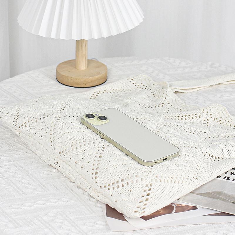 Yogodlns Minimalist Knit Shoulder Bag Boho Crochet Handbag Vintage Lace Hollow-Out Purse for Women Casual Crossbody Underarm Bag