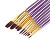 10pcs/set Purple DIY Art Supplies Watercolor Pen Nylon Hair Paintbrush Oil Painting Brush