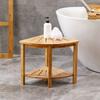 Corner Shower Stool with Storage Rack Anti-slip Natural Bamboo Shower Bench Multifunctional Shower Caddy Bathroom Organizer for Adults Elderly Pregna