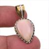 Natural Pink Opal Gemstone 925 Solid Sterling Silver Two Tone Pendant 1.50" W8b28