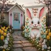 Счастливой Пасхи Садовый Флаг Милый Кролик Двусторонние Вертикальные Флаги для Двора Мешковина Весенний Цветочный Наружное Украшение Дом Праздник