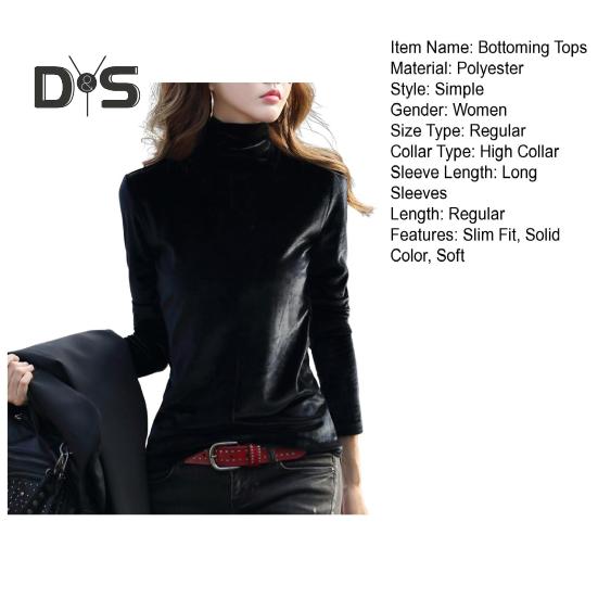 Женские топы с высоким воротником и длинным рукавом, стандартный крой, пуловер, верхняя часть, осень-зима, утолщенная бархатная блузка