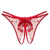 Women Low Waist Sexy Panties Flower Embroidery Crotchless Transparent Mesh Thongs Hollow Out Underwear Womens Lace Sexy Lingerie