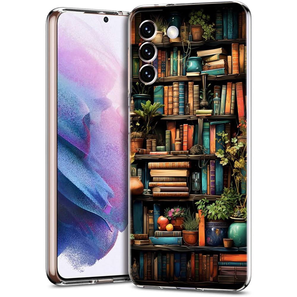 Read Books illustration Transparent Cover for Samsung Galaxy S24 S23 S22 S20 S21 FE Ultra S24 S23 S10 S10E S9 Plus 5G Phone Case