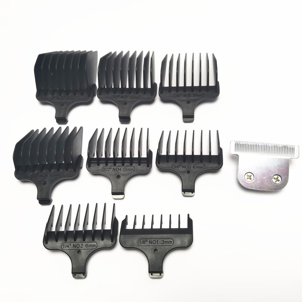 Razor T-Blade + 8X Clipper Comb #1- #8,1/8"-1",3-25mm Replacement For Wahl 9888