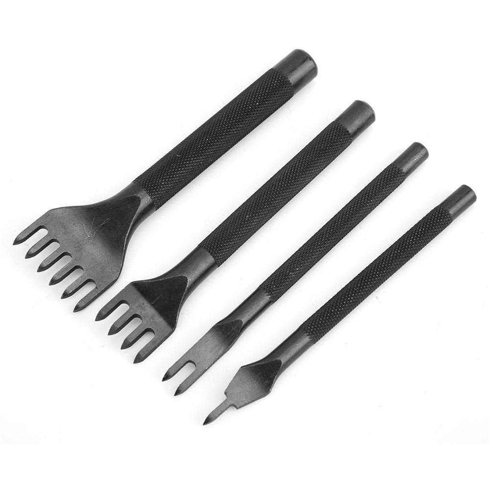 4pcs 3mm 4mm 5mm Diamond Chisel Set Steel Hole Punch Tool For Card Belt Holders