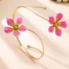 Adjustable Open Cuff Bracelets Enamel Drop Flower Floral Bangle Vintage Armlet