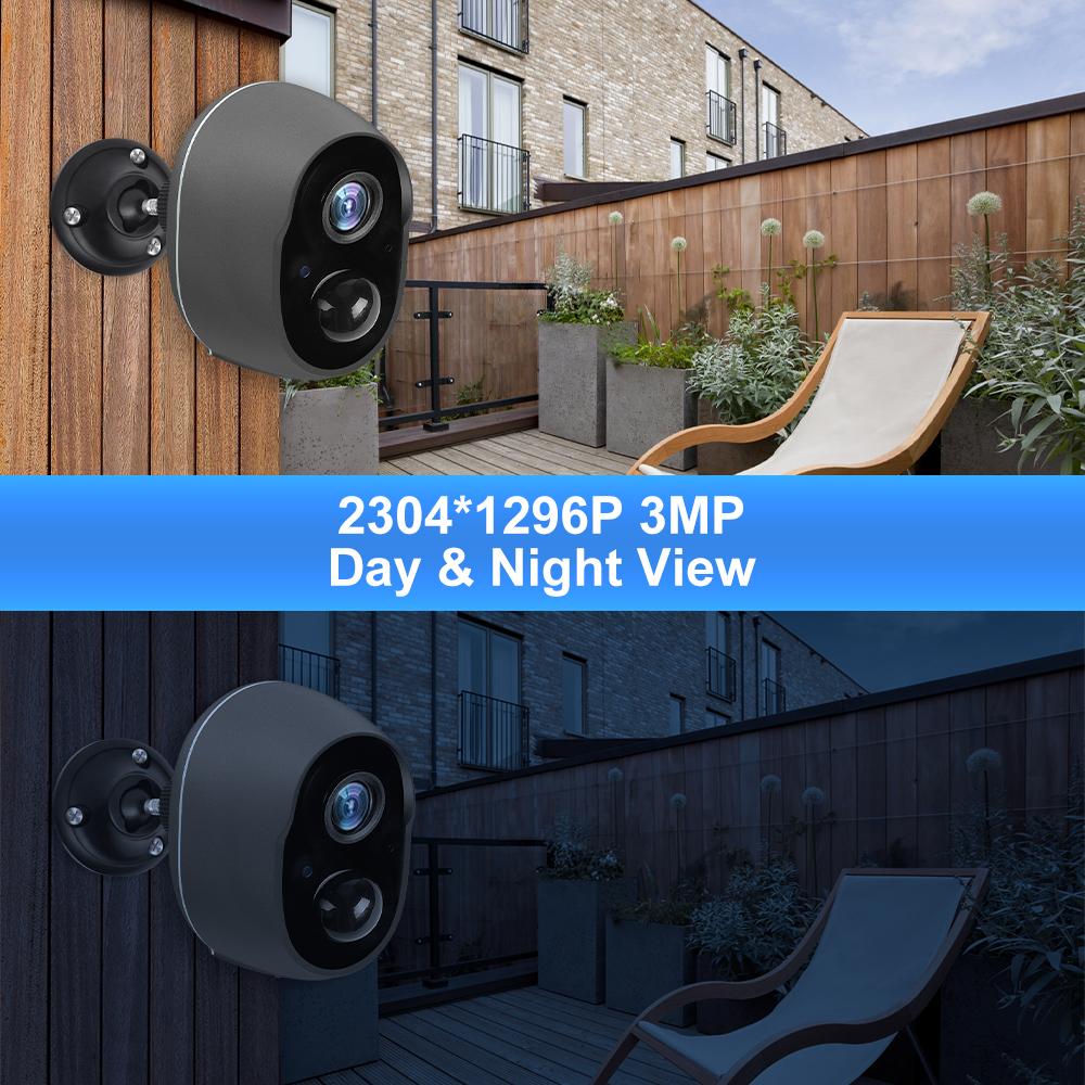 S1B Tuya Smart Life APP Battery Powered IP65 Outdoor WIFI 3MP Surveillance Siren CCTV PIR Motion Detect Camera Alexa Google