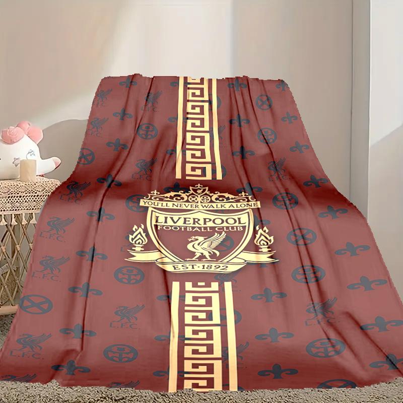 1pc Liverpool FC Blanket, Home Printed Throw Blanket - Soft Blanket Gift for Family, Washable Sofa Bed Blanket