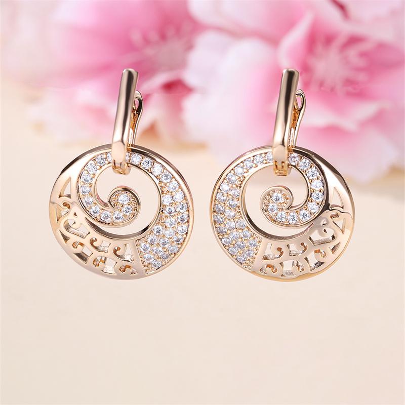 Crystal Flower Drop Pair 1 Earrings For Women Golden Color Zircon Accessories Jewelry