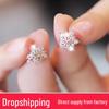 Rose Gold Snowflake Floral Diamond Stud Earrings
