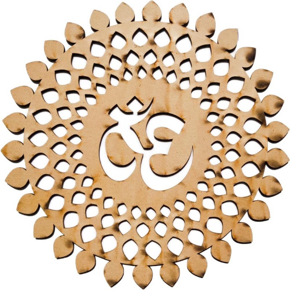 Decorative Metal Mandala Wall Art Home Decor Wooden OM Chakra Round Hanging for Living Room Bedroom Office Hotel Temple Gift