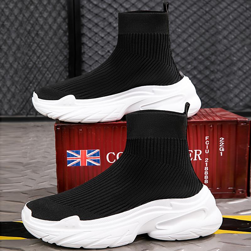 Fashion Sneakers for Men Fashion High Top Sock Shoes Autumn New Breathable Casual Shoes Outdoor Platform Anti Slip Walking Shoes 2024