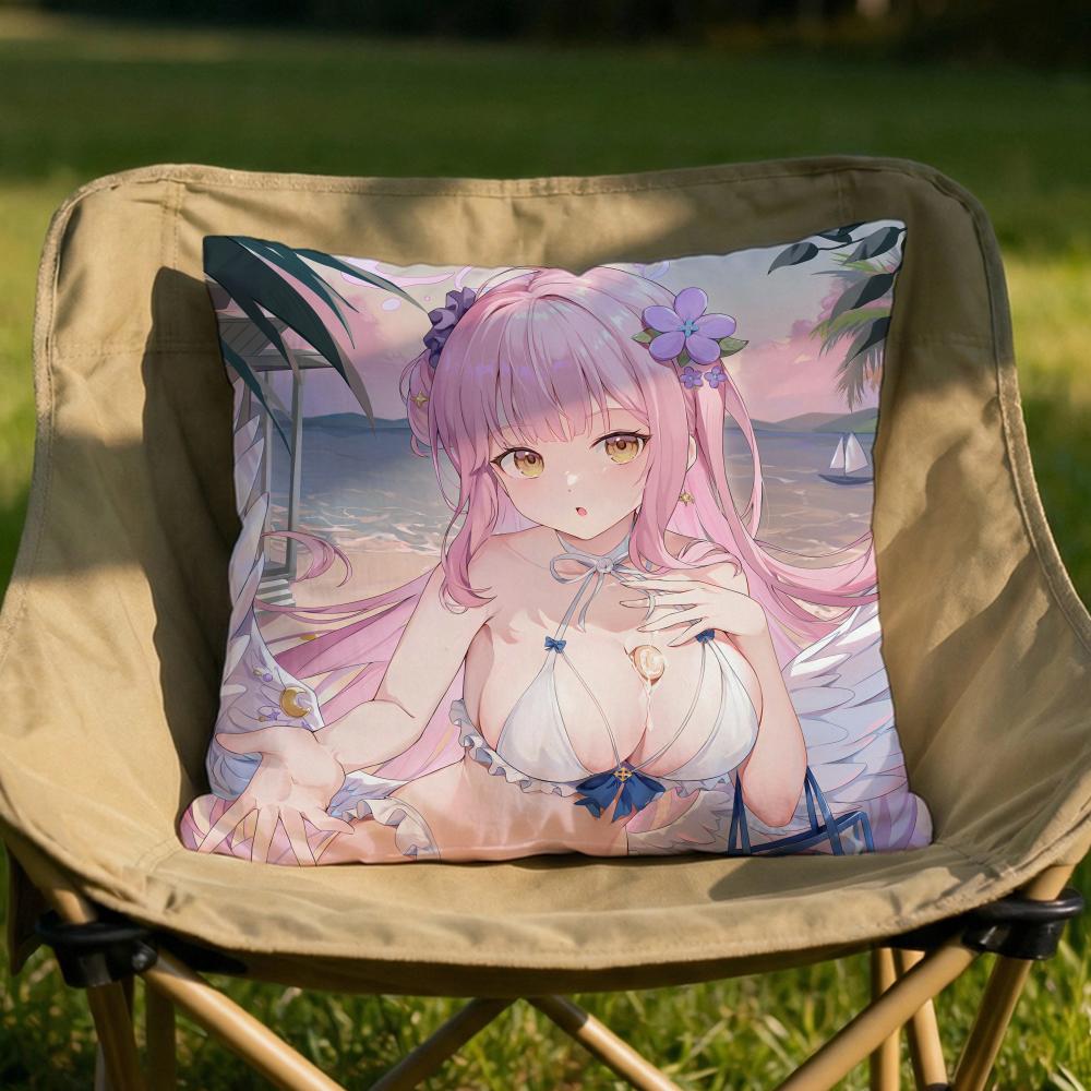 MMisono Mika Anime Cushion Cover Soft Reversible Durable Pillow Cover MultiScene Use for Home Car Daily Comfort