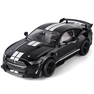 Большой 1/18 Ford Mustang GT500 Миниатюры Сплав Литой Металлический Модель Транспортного Средства Коллекционные Звук Свет Игрушки Автомобиль Подарки для Детей Мальчиков