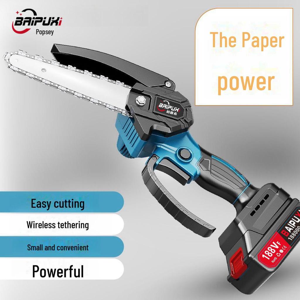 Электрическая цепная пила с литиевой аккумуляторной батареей 4/6 дюймов — портативная, одноручная пила для обрезки и рубки деревьев, облегчающая валку деревьев