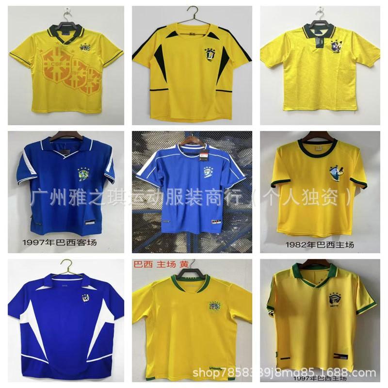 Brazil National Team Football Jerseys Retro Short Sleeve Sport Shirts Men Women